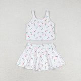 Sleeveless peach top skirt girls summer clothes  swimsuit