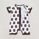 Short sleeves duck hunting dog zipper baby boy romper