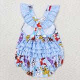 Flutter sleeves dogs lion ruffle baby girls romper