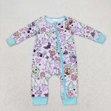 LR0969  Long sleeves cartoon blue milk silk  sleeper