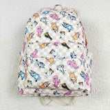 Khaki plaid dog kids backpack