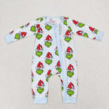 LR1002 long sleeves Christmas cartoon blue boys bamboo sleeper