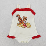 Yellow straps bear baby girls pocket romper