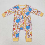 LR0971  Long sleeves cartoon bamboo bear yellow sleeper