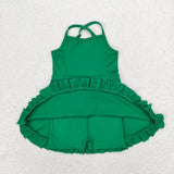 S0444 green sleeveless baby girls summer swimsuit