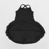 S0552 BLACK sleeveless baby girls summer swimsuit