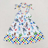 GSD1350 sleeveless sleeves cartoon plaid girls dress