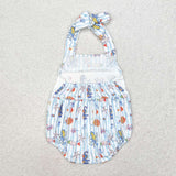 Starfish octopus fish halter baby girls romper