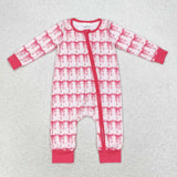 LR1035 Long sleeves  bow pink sleeper