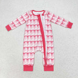 LR1035 Long sleeves  bow pink sleeper