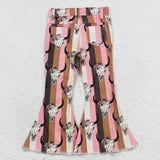 western skull cow girls bell-bottoms denim pants