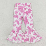 P0406 --western pink white jeans long pants bell bottoms