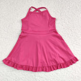 S0727 hot pink sleeveless baby girls summer swimsuit yoga dress