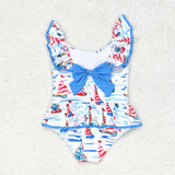 sailboat two pieces girls summer swimwear