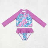 Pink tie dye watermelon girls 2 pcs swimsuit
