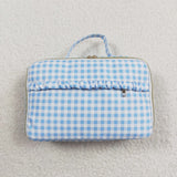 High quality blue plaid print lunch box 12.2*8.3*3.2 inches