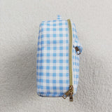 High quality blue plaid print lunch box 12.2*8.3*3.2 inches