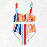 Stripe mommy and me adult women summer swimsuit