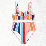 Stripe mommy and me adult women summer swimsuit