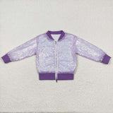 Purple sequin zipper baby girls winter coat