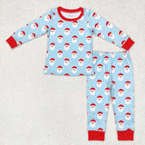 BLP0523 long sleeve Christmas Santa blue boy pajamas