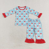GLP1277 Christmas Santa blue girls pajamas