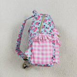 USA BA0217--floral and pink plaid backpack 10*13.9*4 inches