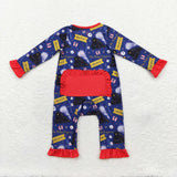 LR1132 bamboo long sleeve believe ruffle girls zip sleeper