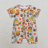 Short sleeves mama's boy smile baby zipper romper