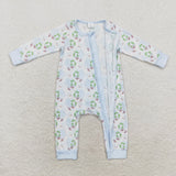 LR1148 bamboo long sleeve Christmas wreath blue sleeper