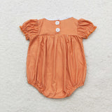 SR1879  short sleeves embroidery pumpkin orange bubble