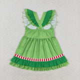 GSD1356  Christmas short sleeves green love girls dress