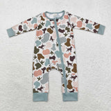 LR1387 Baby boys bamboo camo zipper romper
