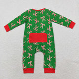 LR1237  long sleeve Christmas bamboo Candy cane boy sleeper