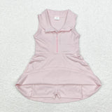 GSD1378 Pink sleeveless yoga dress