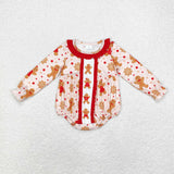 Matching girls gingerbread red ruffle Christmas long sleeves clothing
