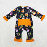 LR1694  long sleeve Halloween dog girls sleeper
