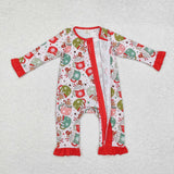 LR1509  long sleeves Christmas gingerbread red bamboo sleeper