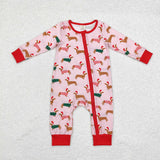 LR1081  long sleeves Christmas dog bamboo sleeper