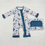 USA LR1446 baby western cactus girl bamboo romper