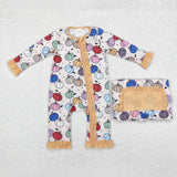 LR1455  long sleeves Halloween pumpkin bamboo sleeper