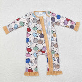 LR1455  long sleeves Halloween pumpkin bamboo sleeper