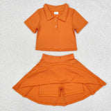 GSD1394 short sleeve orange yoga dress