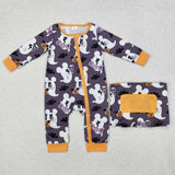 LR1425  long sleeves Halloween ghost black sleeper