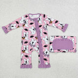 LR1424 long sleeves Halloween ghost pink sleeper