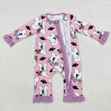 LR1424 long sleeves Halloween ghost pink sleeper