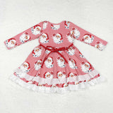 GLD0786   long sleeve Christmas red girls dress