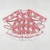 GLD0786   long sleeve Christmas red girls dress