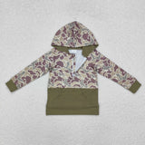 BT0913 long sleeve hunting green zipper pullover