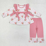 Matching Baby girls Christmas long sleeve bow outfits